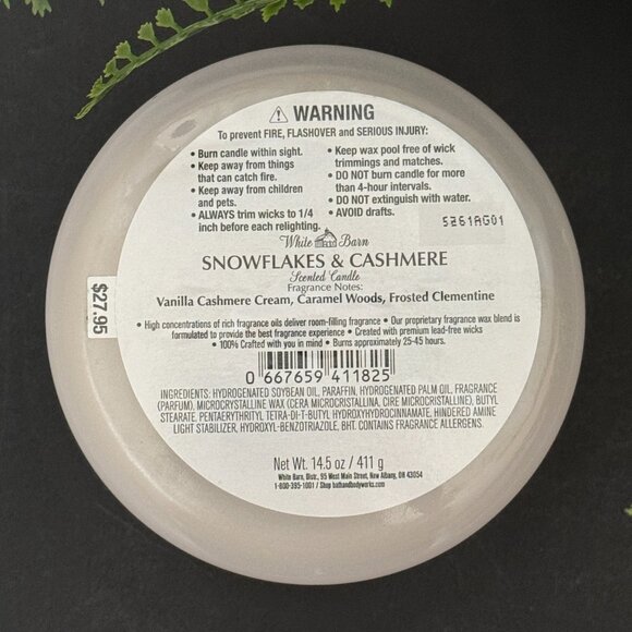 BBW Snowflakes & Cashmere White Barn Bath & Body Works 3 Wick Candle - Picture 10 of 10